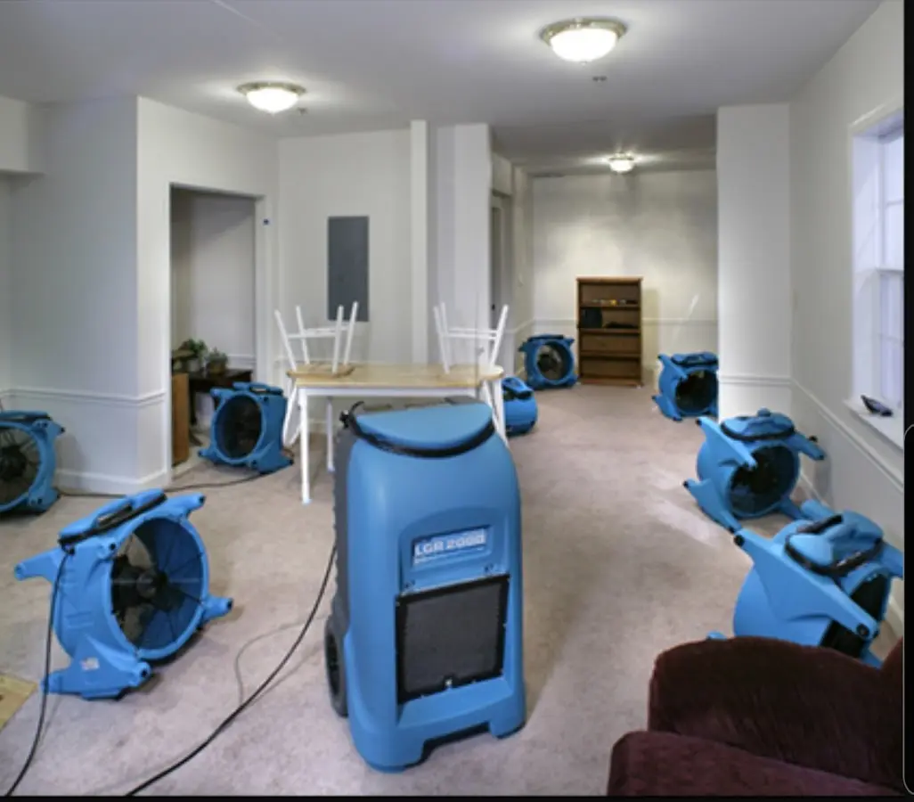 Air movers and dehumidifier setup for Water Extraction & Removal in Jennings